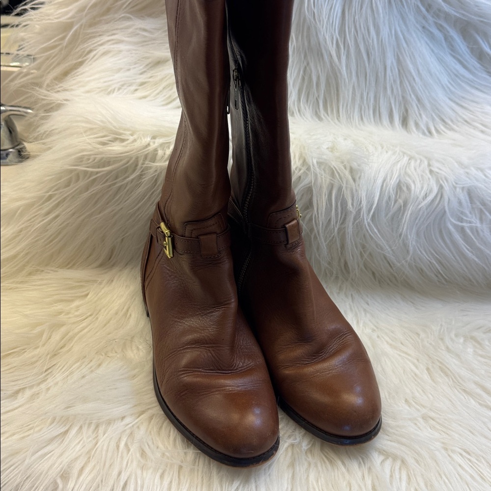 Coach Cognac Brown Leather Over-the-Knee Boots - Picture 6 of 7